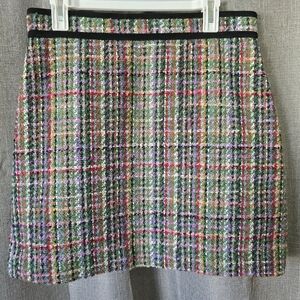 Ann Taylor Mini Pencil Skirt 10 Tweed Rainbow Multicolored Side Zip